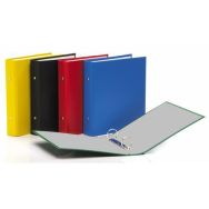Classeur rigide collé, rembordé, couverture plastique 2 anneaux, diam.30 mm. 17 x 22 cm.