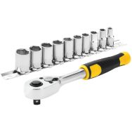 Cliquet 72 Dents - 1/4'' + 10 Douilles - 11 Pcs