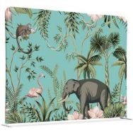 Cloison En Tissu 150-150 Double Coin Enfants Animaux Tropicaux