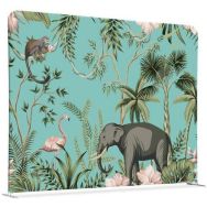 Cloison En Tissu 200-150 Double Coin Enfants Animaux Tropicaux