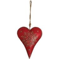 Coeur métal à suspendre - 20cm - Rouge
