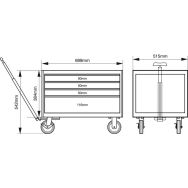 Coffre E72 4 tiroirs roues 693x510x542mm - Bahco