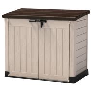 Coffre de jardin multifonctions 1200 L résine toit plat - beige