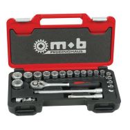 Coffret box 1/2'' 21 pièces, 6 pans, cliquet poire - Ref. : 9435021001