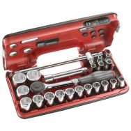Coffret cliquet manche rotatif + douilles 1/2'' 6 pans
