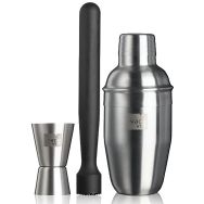 Coffret cocktail inox 3 pièces pilon-doseur-shaker