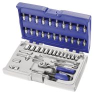 Coffret de douilles et accessoires 1/4'' métriques 42 pièces / E030702