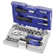 Coffret douilles et accessoires 1/4  métriques - 34 pièces