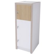 Colonne Moyo 3 cases portes serrure Blanc/Chêne