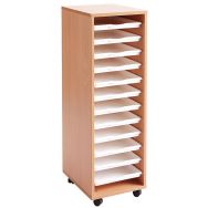 Colonne haute MobiNathan 12 plateaux blancs teinte hêtre