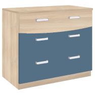 Commode 3 tiroirs Forma 90x50x75 acacia/bleu brume