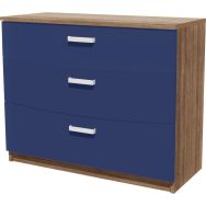Commode 3 tiroirs Forma 90x50x75cm-Chêne arizona brun H1151/BleuU550