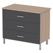 Commode Cubik 3 tiroirs chêne de Hongrie/ardoise