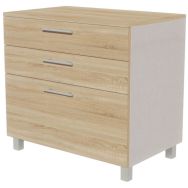 Commode Identité 3 tiroirs : 1 grand 2 petits argent/chêne