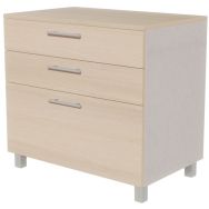 Commode Identité 3 tiroirs : 1 grand 2 petits argent/pin