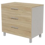 Commode Identité 3 tiroirs coloris Argent/Chêne
