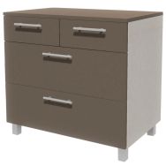 Commode Identité 4 tiroirs - argent/brun
