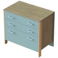 Commode Nova 3 tiroirs Tabac/bleu glacier