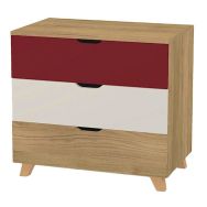 Commode Silphy 3 tiroirs brique/grès/chêne