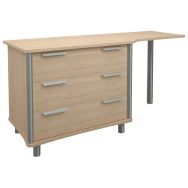 Commode bureau 3 tiroirs 1 bureau droite 4 pieds