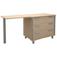 Commode bureau 3 tiroirs 1 bureau gauche 4 pieds