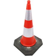Cône de balisage - Polyéthylène pied caoutchouc lesté ht 100 cm
