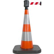 Cône de balisage base à lester orange - 2mx5cm - Rouge/blanc