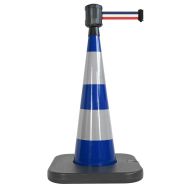 Cône de balisage base bleu - 4mx5cm - Bleu/Blanc/rouge