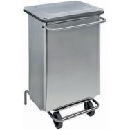Conteneur mobile à pedale anti-feu - Inox - 70 L
