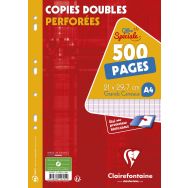 Copie double perforée seyes 500 pages 90 g 21x29.7cm (Etui de 125)