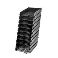 Corbeille à courrier ajourée antichoc souple, dim. 34x25x6,5 cm (Ensemble de 10) - Noir