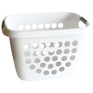Corbeille à linge 28l bi matière blanc/gris 45x35x29.5cm