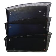 Corbeille murale 3 compartiments Métal mesh Noir