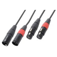 Cordon 2x XLR mâle - 2x XLR femelle 0,5 m - Noir