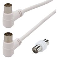 Câble TV 9.52mm coudé à 90° M/F + Adaptateur M/M 2m - Erard D3C