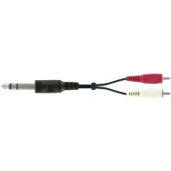 Cordon jack 6,35 mâle stéréo/2 RCA mâle - 1,20 m