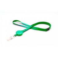 Cordon plat satiné 10 mm avec enrouleur badge - Vert