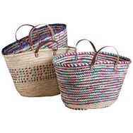 Couffin en palmier de 2 anses cuir