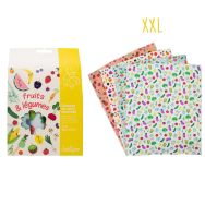 Coupon tissu 45,5x55 imprimés fruits & légumes (lot de 4)
