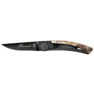 Couteau de poche lame noire & Manche Corne de Bélier