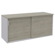 Crédence Majesty portes coulissantes 160 x 47 cm chêne gris/alu