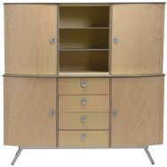 Crédence Opus 2 Portes 2 étagères Naturel/Plateau Pierre Lune+Serrures