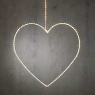 Décoration noël coeur blanc led avec minuterie
