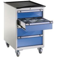 Desserte 4 tiroirs H=986 - LxH=605x986mm 7035 Gris/5012 Bleu