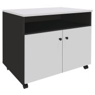 Desserte mobile 2 tablettes 2 portes blanc perle/anthracite