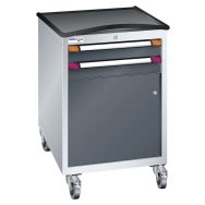Desserte mobile 2 tiroirs 1 porte hauteur 99,2 cm largeur 80,5 cm Thurmetall
