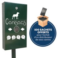 Distributeur de 500 sacs à déjection canine vert + 500 sacs offerts