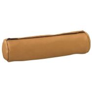 Elba Fourre-Tout Rond 6x21cm à Fermeture Eclair Cuir Naturel Beige