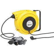 Enrouleurfixe 15m muni de 3 prises 2P+T et fiche Schuko
