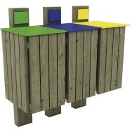 Ensemble 3 poubelles tri sélectif Fréhel 120L - pin traité